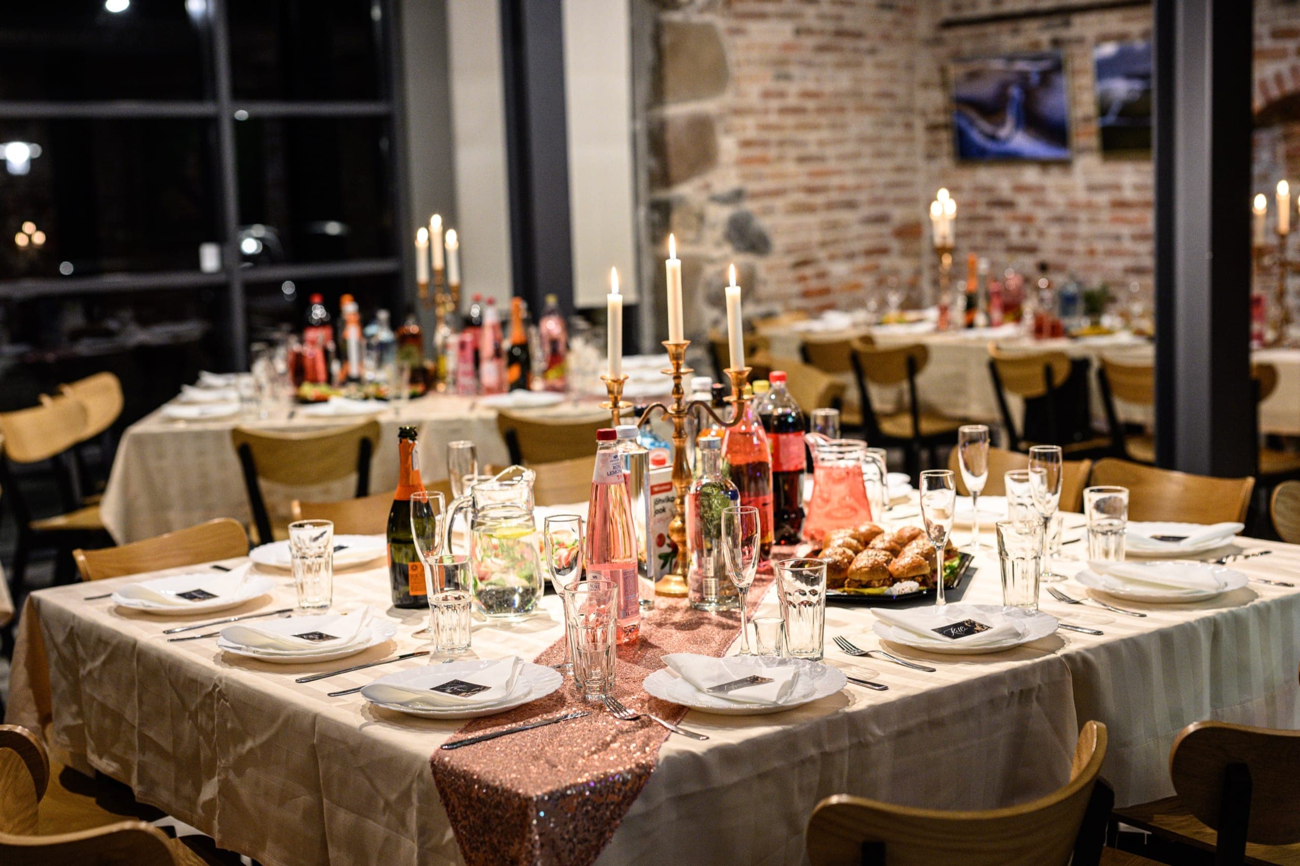Candlelit table setting